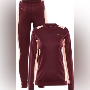 Craft Women’s Core Dry Baselayer Set in Punch/Cosmo, size Large, NWT!